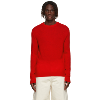 Jil Sander Logo-embroidered Wool Sweater In Medium Red