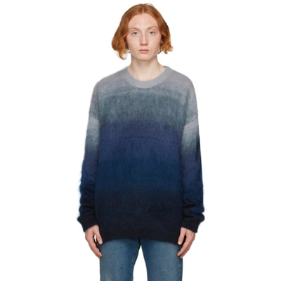 Off-white Men's Diagonal Brushed Arrow Mohair-blend Sweater In Blue