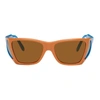 Jw Anderson Orange & Blue Persol Edition Wide Frame Sunglasses In 115033 Orange