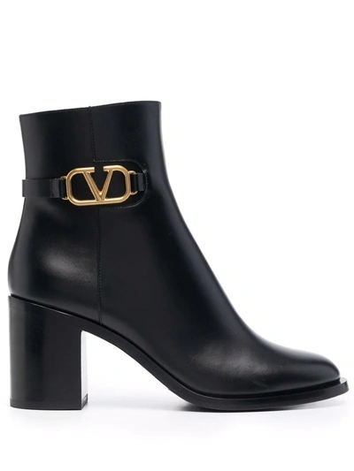 Valentino Garavani Valentino Vlogo 75 Leather Bootie In Black