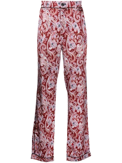 Amiri Paisley-print Contrast-trim Straight-leg Pyjama Trousers In Rosa
