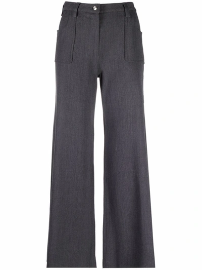 Pre-owned Dior 2001  High-waisted Flared Trousers In Grey
