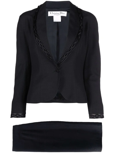 Pre-owned Dior 单排扣半身裙套装（1990年代典藏款） In Black