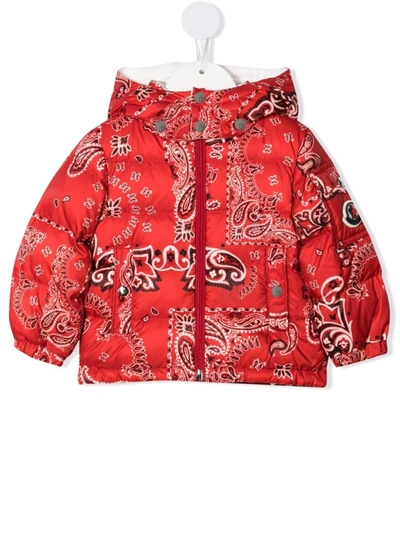 Moncler Babies' 佩斯理印花羽绒夹克 In Red