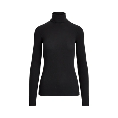 Polo Ralph Lauren Stretch Ribbed Turtleneck In Polo Black