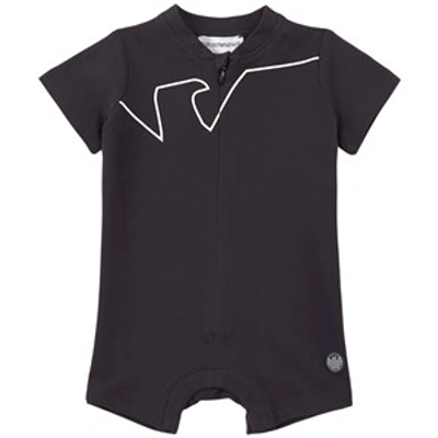 Emporio Armani Babies' Logo-print Short-sleeved Romper In Black