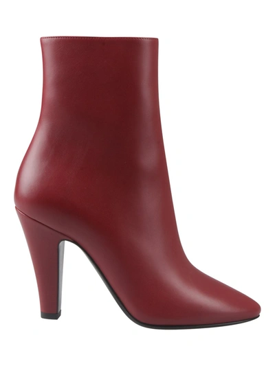 Saint Laurent Ankle Boots Leather Cherry In Opyum Red