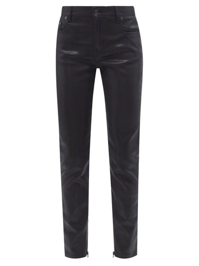 Tom Ford Lacquered High-rise Skinny-leg Jeans In Black