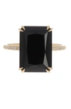 Effy 14k Yellow Gold Diamond Trim Onyx Ring In Black