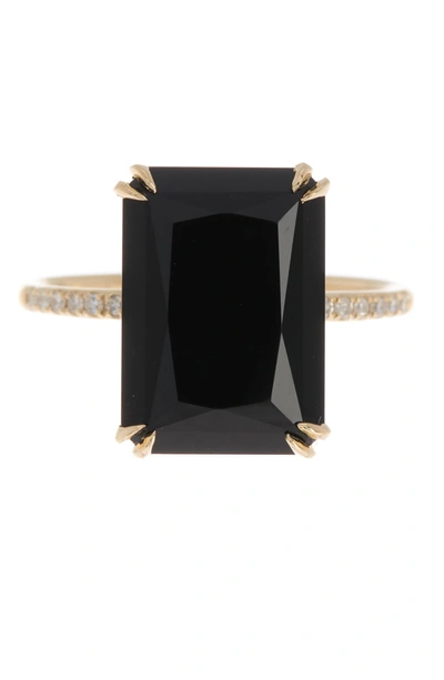 Effy 14k Yellow Gold Diamond Trim Onyx Ring In Black