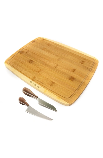 Berghoff International 3-piece Rectangular Cutting Board With Knife Set In Brown