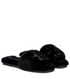TORY BURCH DOUBLE T SHEARLING SLIDES,P00585924