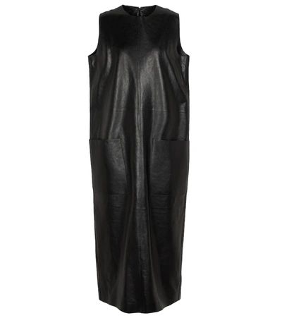 the row leather dress Worthy Round-neck Midi In Black Fashion