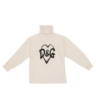 Dolce & Gabbana Babies' Logo Embellished Wool Sweater In White