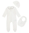 DOLCE & GABBANA BABY棉质连身衣、帽子与围兜套装,P00591503