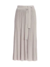 LE TRICOT PERUGIA KNITTED PLEATED SKIRT IN GREY