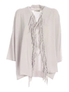 LE TRICOT PERUGIA FRINGES CARDIGAN IN GREY