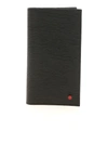 KITON EMBOSSED LEATHER CARD HOLDER IN BLACK