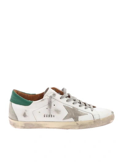 Golden Goose White And Green Leather Super-star Sneakers