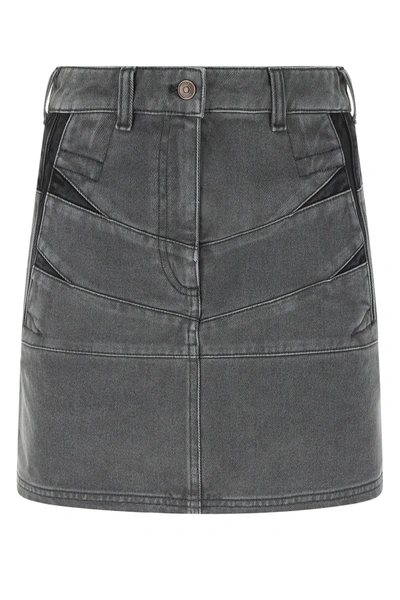 Kenzo Panelled Denim Skirt In Grey