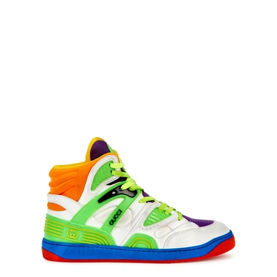 Gucci Multicolor Basket High-top Sneakers In Green