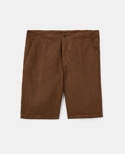 Aspesi Cotton Linen Bermuda Shorts In Brown