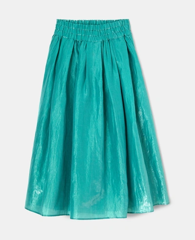 Aspesi Lamé-effect Full Skirt In Green