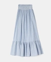 Aspesi Lightweight Seersucker Cotton Skirt In Light Blue, Striped