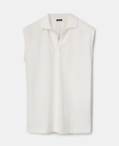 Aspesi Piqué Cotton Jersey Sleeveless Polo In Natural