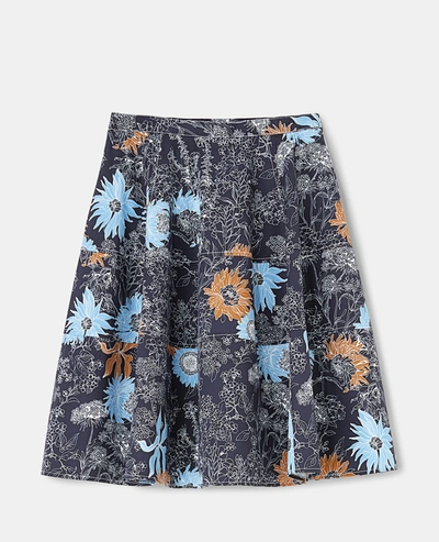 Aspesi Stretch Gabardine Skirt In Peony Print