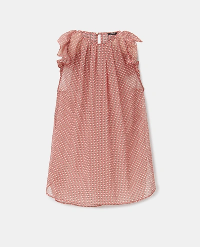Aspesi Printed Silk Chiffon Top In Micro-square Pink