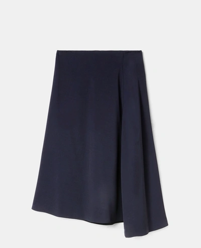 Aspesi Asymmetric Viscose Skirt In Navy