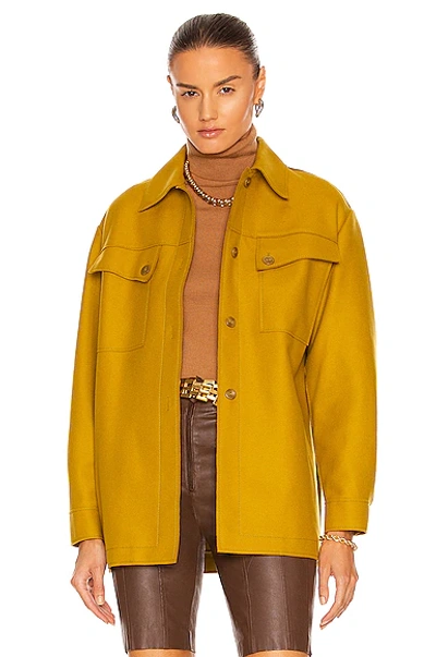 Alberta Ferretti Virgin Wool-blend Shirt Jacket In Yellow
