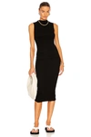 Enza Costa Silk Rib Sleeveless Twist Midi Dress In Black