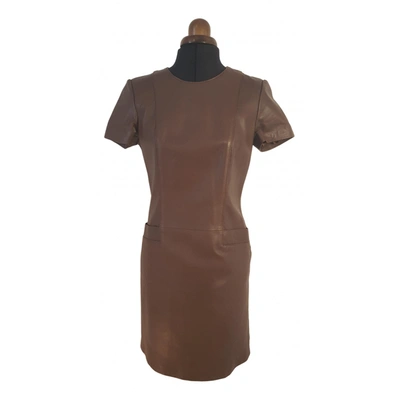 Pre-owned Caroline Biss Leather Mid-length Dress In Brown