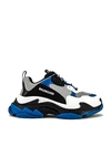 Balenciaga Blue & Black Triple S Sneakers In Grey