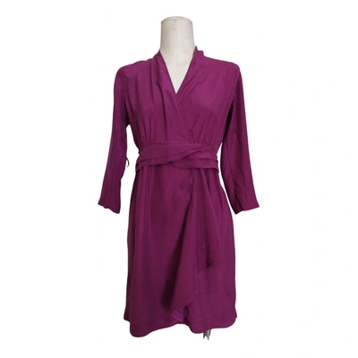 Pre-owned Sandro Silk Mid-length Dress In Purple