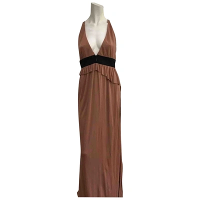 Pre-owned Jasmine Di Milo Silk Maxi Dress In Brown