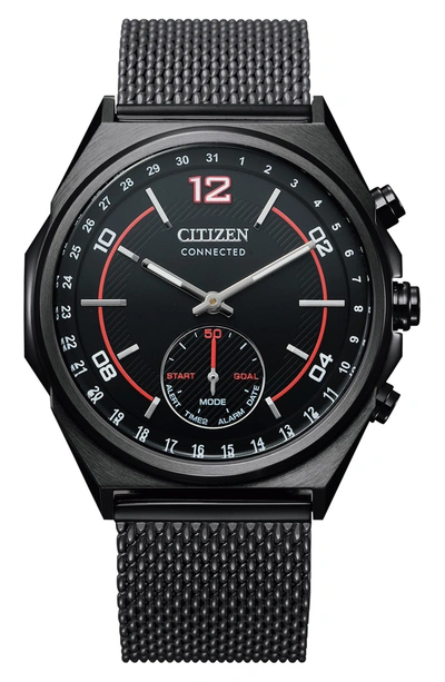 Citizen Connected Mesh Strap Hybrid Smartwatch, 42mm In Black