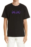 Sacai Kaws Flocked Cotton Jersey T-shirt In Black