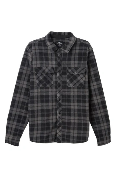 O'neill Kids' Glacier Plaid Button-up Shirt In Black