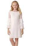 Un Deux Trois Girl's Tiered Sleeve Sheath Dress In Ivory