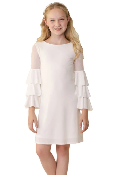 Un Deux Trois Kids' Girl's Tiered Sleeve Sheath Dress In Ivory