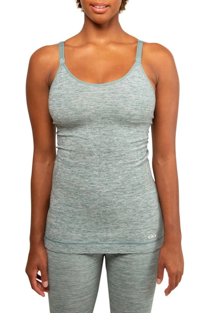 Modern Eternity Seamless Maternity/nursing Yoga Tank In Teal Melange