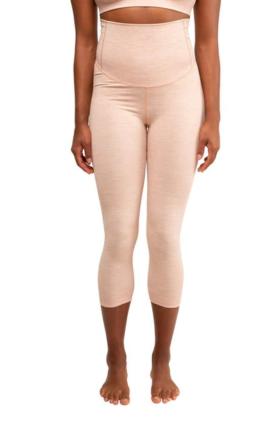 Modern Eternity Seamless Maternity Capri Leggings In Peach Melange