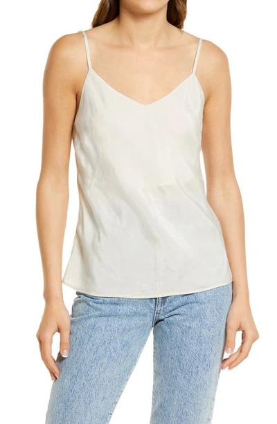 Ag Scarlet Matte Satin Camisole In White Cream