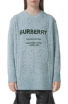BURBERRY MABEL BURBERRY HORSEFERRY LOGO OVERSIZE WOOL & COTTON SWEATER,8043368