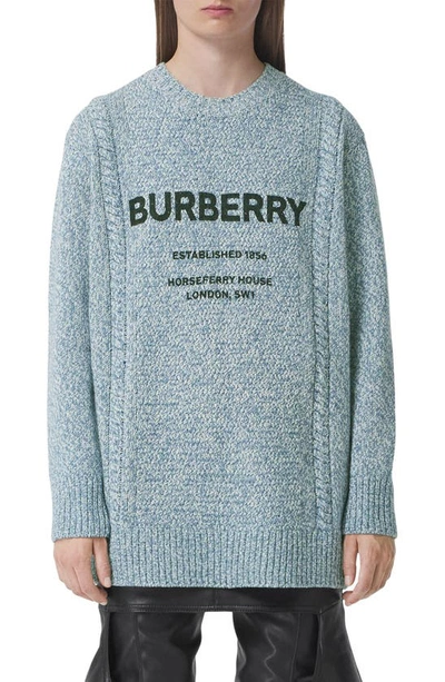 Burberry Printed Wool And Cotton-blend Sweater In Pale Blue