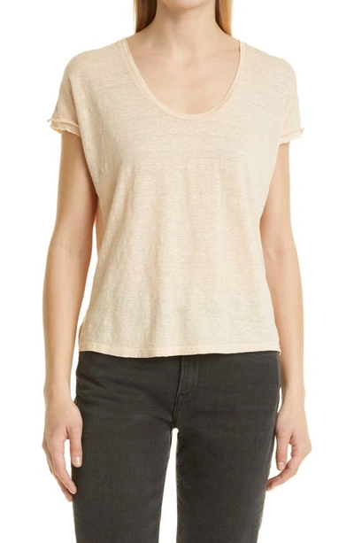 Frame Easy Scoop Neck Organic Linen T-shirt In Pesca