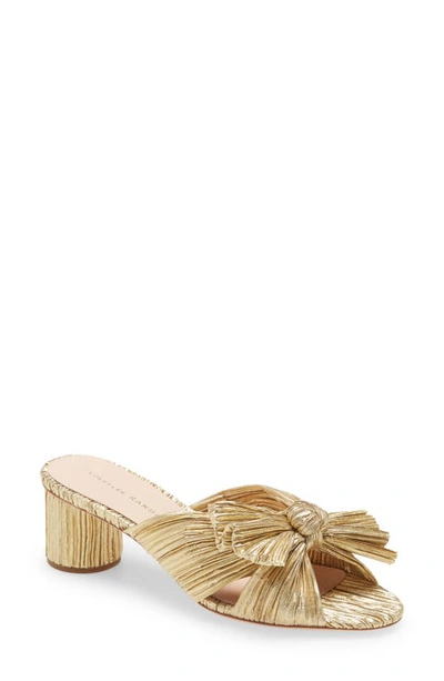 Loeffler Randall Emilia Pleated Knot Slide Sandals In Gold